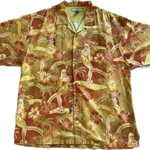 Vintage Tommy Bahama Hula Girl Print 100% silk